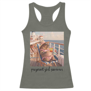 Summer Capybara Pregnancy Racerback Tank Top Baby Announcement Gift TS12 Military Green Print Your Wear