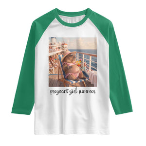 Summer Capybara Pregnancy Raglan Shirt Baby Announcement Gift TS12 White Kelly Green Print Your Wear