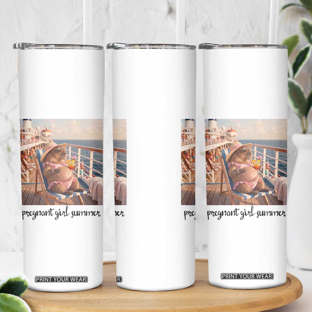 Summer Capybara Pregnancy Skinny Tumbler Baby Announcement Gift TS12 Print Your Wear