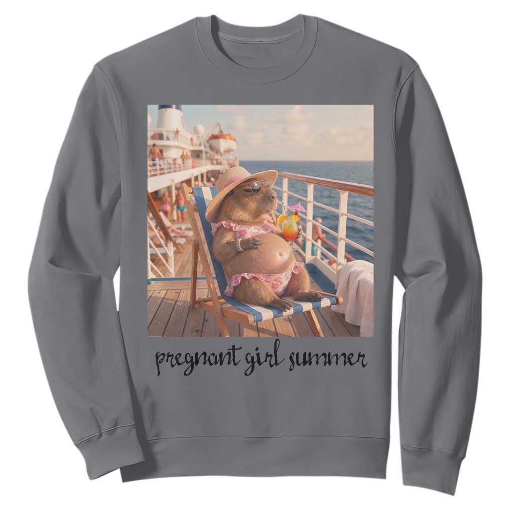 Summer Capybara Pregnancy Sweatshirt Baby Announcement Gift TS12 Charcoal Print Your Wear