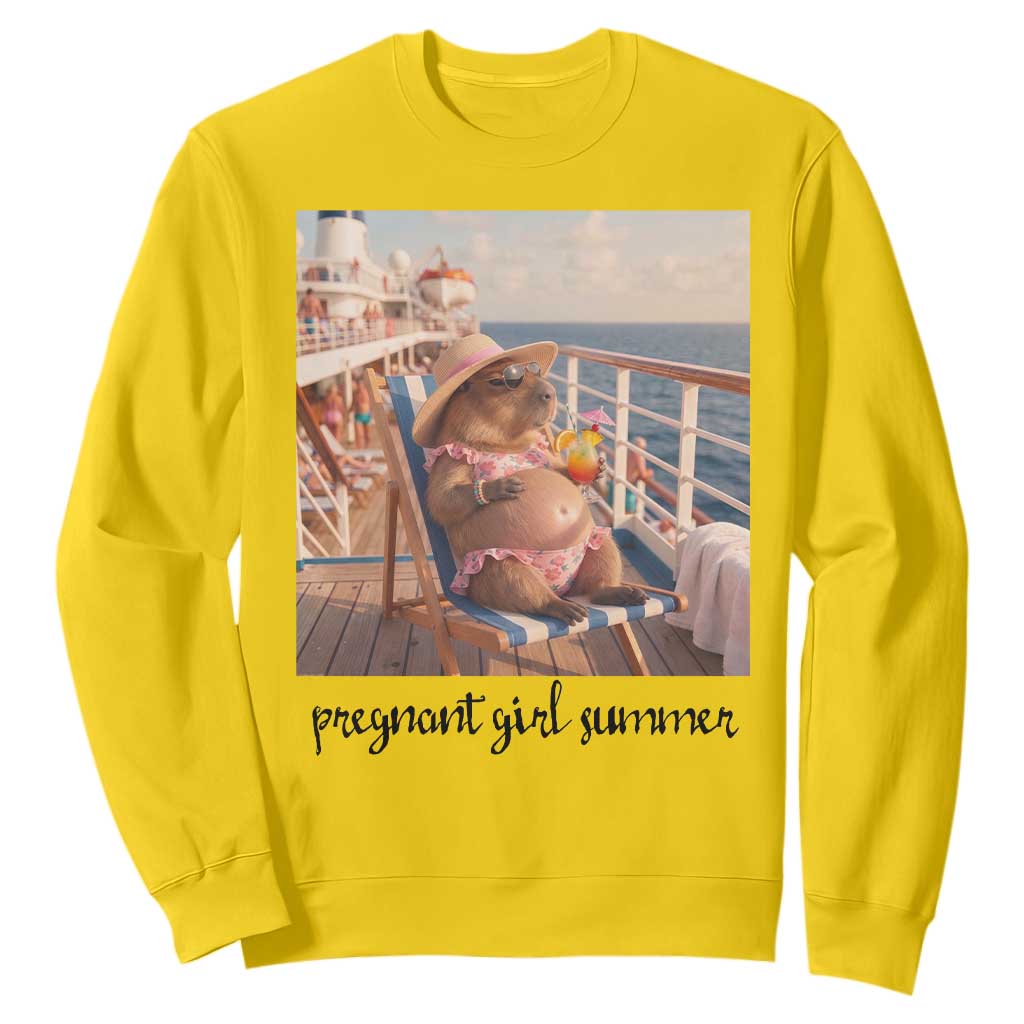 Summer Capybara Pregnancy Sweatshirt Baby Announcement Gift TS12 Daisy Print Your Wear