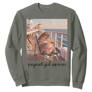 Summer Capybara Pregnancy Sweatshirt Baby Announcement Gift TS12 Military Green Print Your Wear