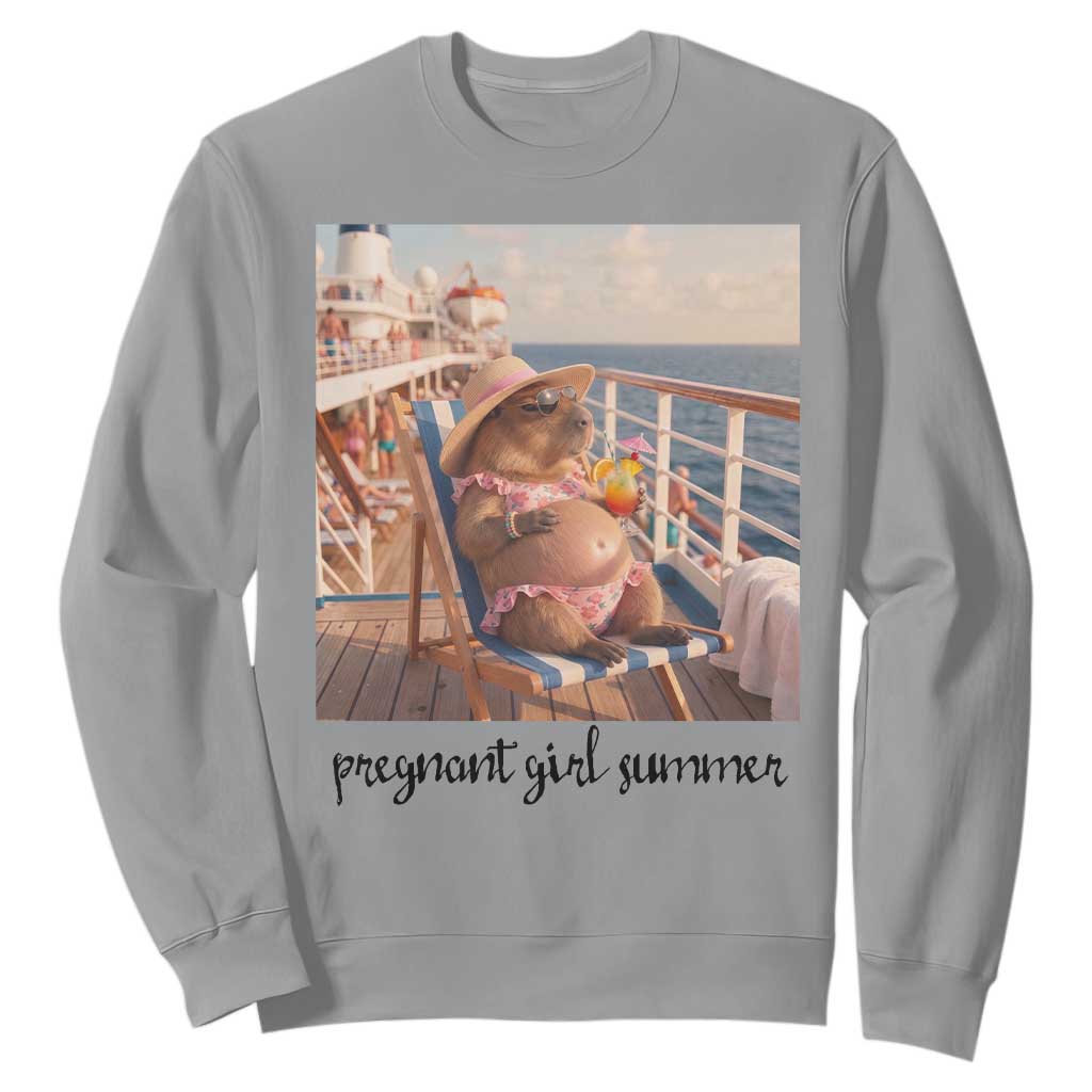 Summer Capybara Pregnancy Sweatshirt Baby Announcement Gift TS12 Sport Gray Print Your Wear