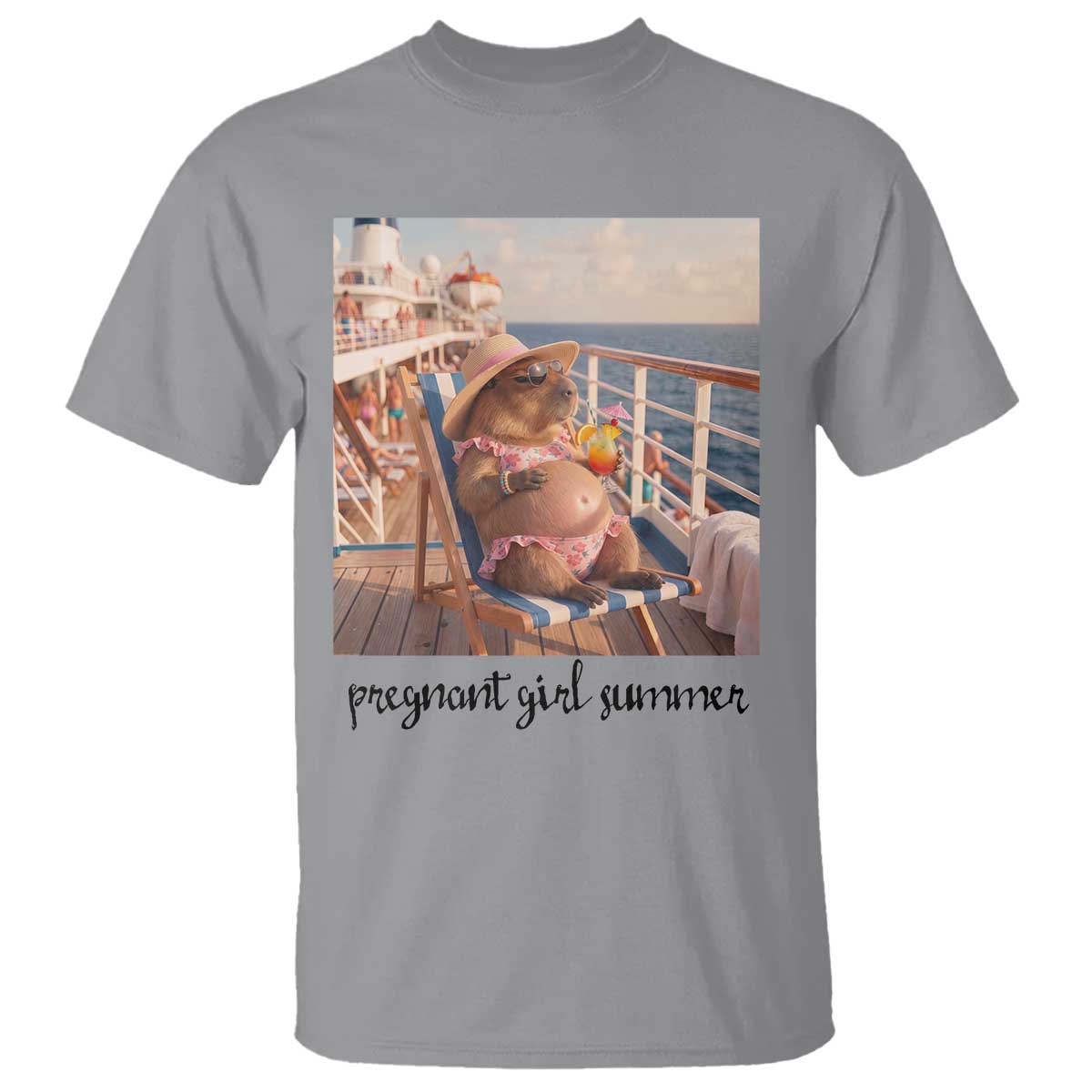 Summer Capybara Pregnancy T Shirt Baby Announcement Gift TS12 Sport Gray Print Your Wear