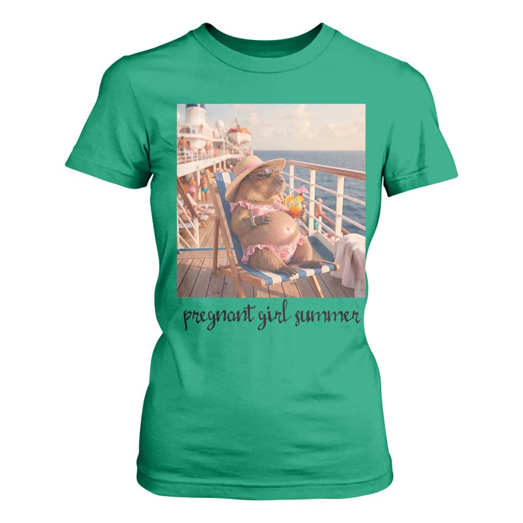 Summer Capybara Pregnancy T Shirt For Women Baby Announcement Gift TS12 Irish Green Print Your Wear