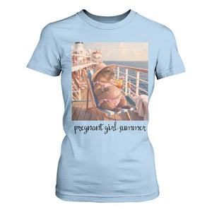 Summer Capybara Pregnancy T Shirt For Women Baby Announcement Gift TS12 Light Blue Print Your Wear