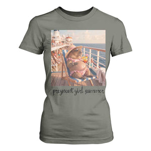 Summer Capybara Pregnancy T Shirt For Women Baby Announcement Gift TS12 Military Green Print Your Wear