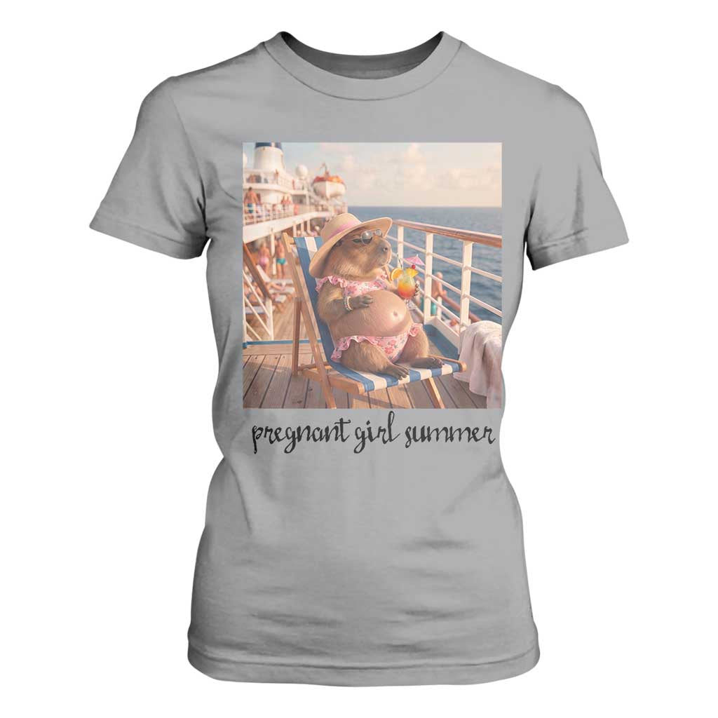 Summer Capybara Pregnancy T Shirt For Women Baby Announcement Gift TS12 Sport Gray Print Your Wear