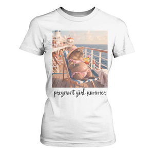 Summer Capybara Pregnancy T Shirt For Women Baby Announcement Gift TS12 White Print Your Wear
