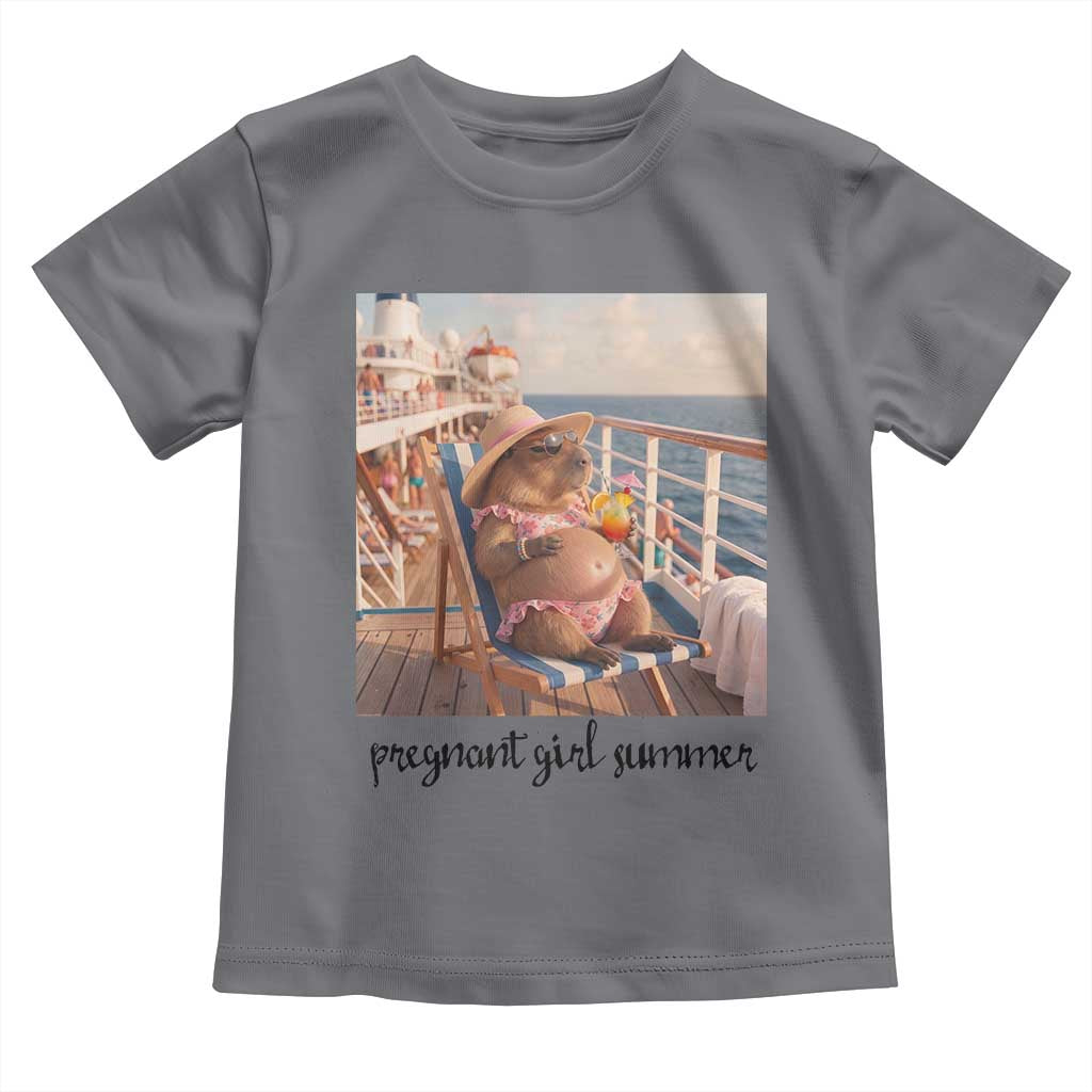 Summer Capybara Pregnancy Toddler T Shirt Baby Announcement Gift TS12 Charcoal Print Your Wear