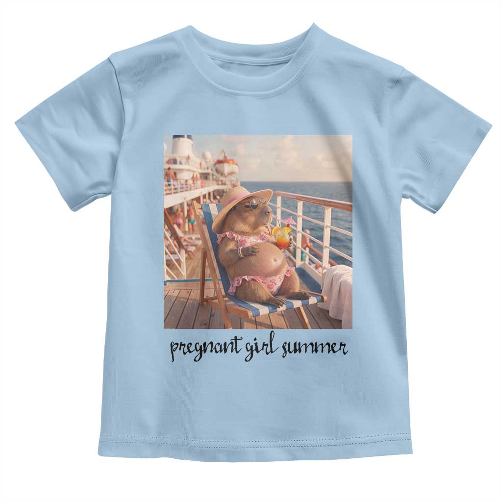Summer Capybara Pregnancy Toddler T Shirt Baby Announcement Gift TS12 Light Blue Print Your Wear