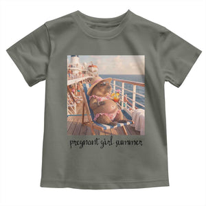 Summer Capybara Pregnancy Toddler T Shirt Baby Announcement Gift TS12 Military Green Print Your Wear