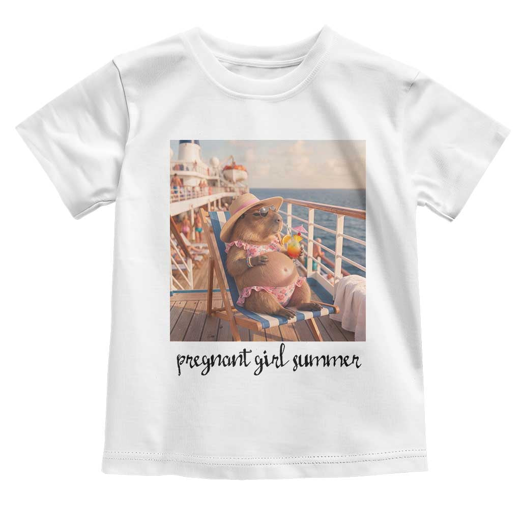 Summer Capybara Pregnancy Toddler T Shirt Baby Announcement Gift TS12 White Print Your Wear