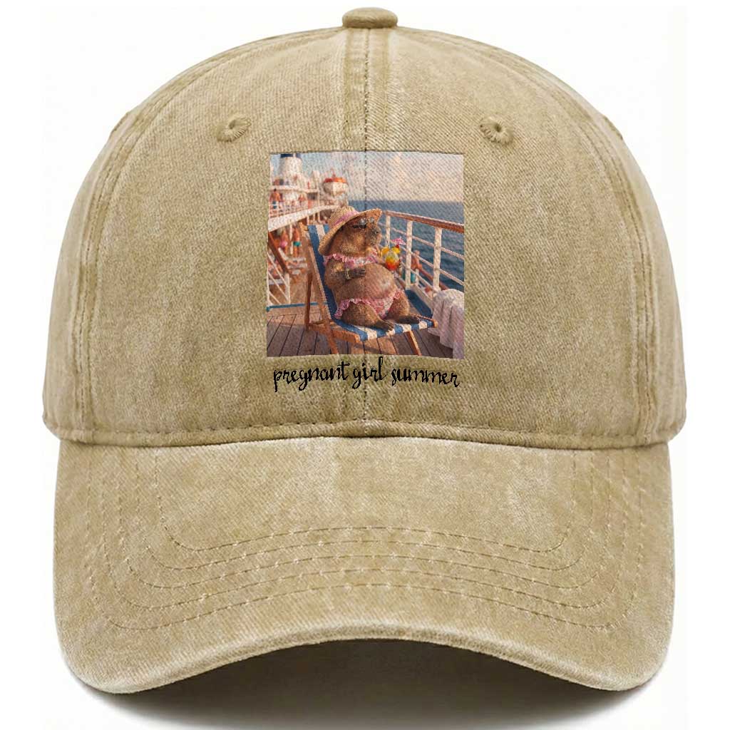 Summer Capybara Pregnancy Washed Cotton Baseball Cap Baby Announcement Gift