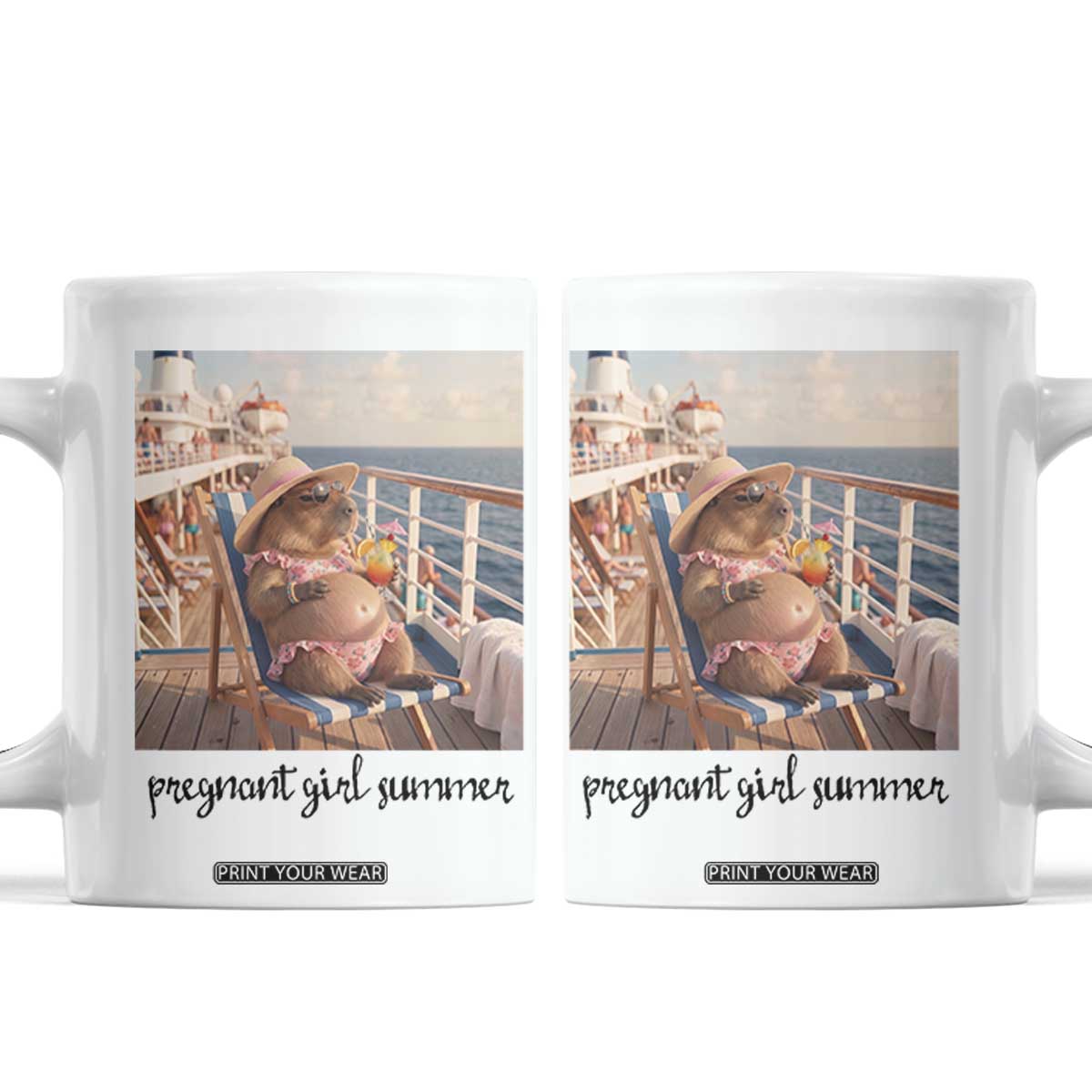 Summer Capybara Pregnancy Coffee Mug Baby Announcement Gift