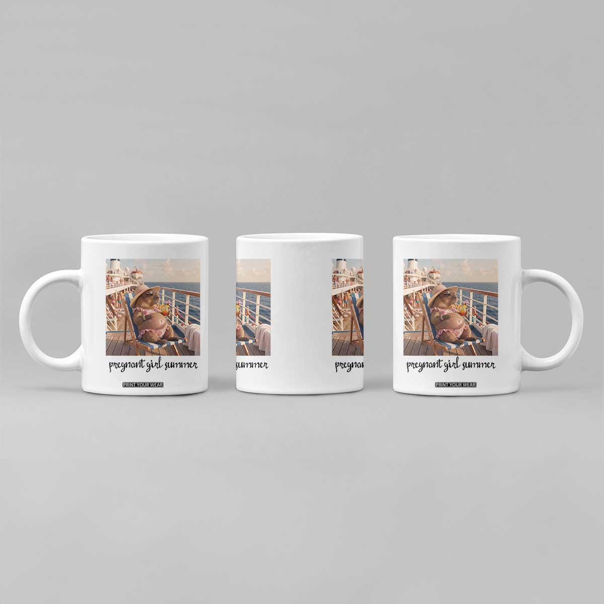 Summer Capybara Pregnancy Coffee Mug Baby Announcement Gift TS12 Print Your Wear