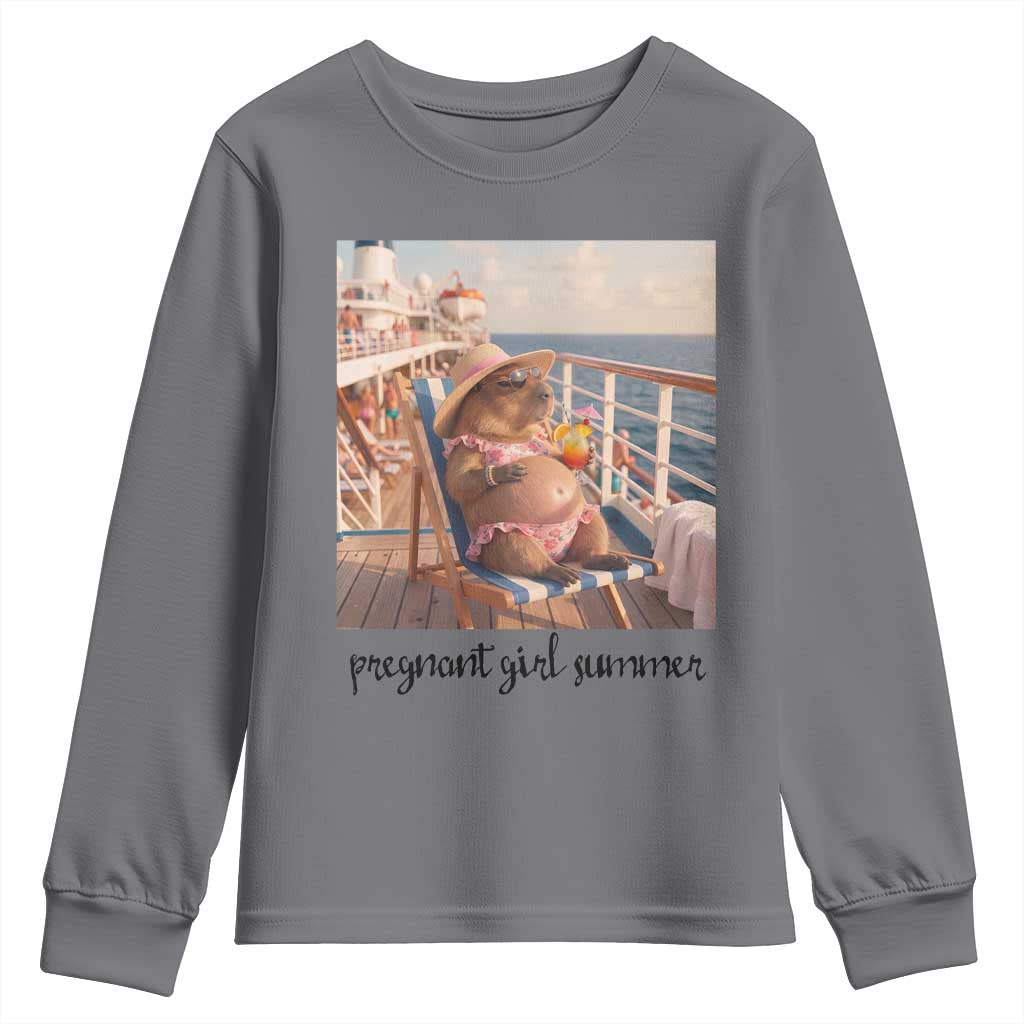 Summer Capybara Pregnancy Youth Sweatshirt Baby Announcement Gift TS12 Charcoal Print Your Wear