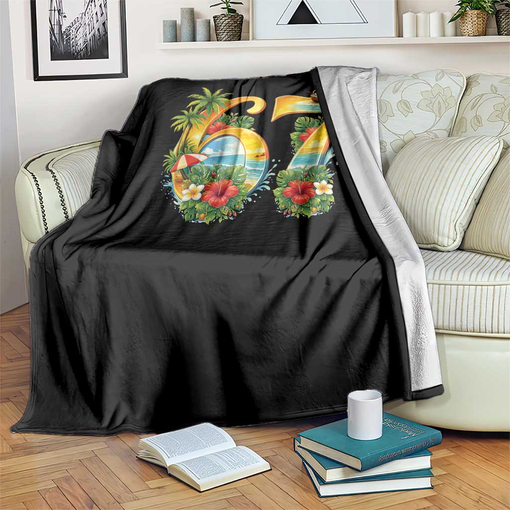 Hawaii Six Seven Throw Blanket Tropical Hibiscus Vacation Graphic TS12 Print Your Wear