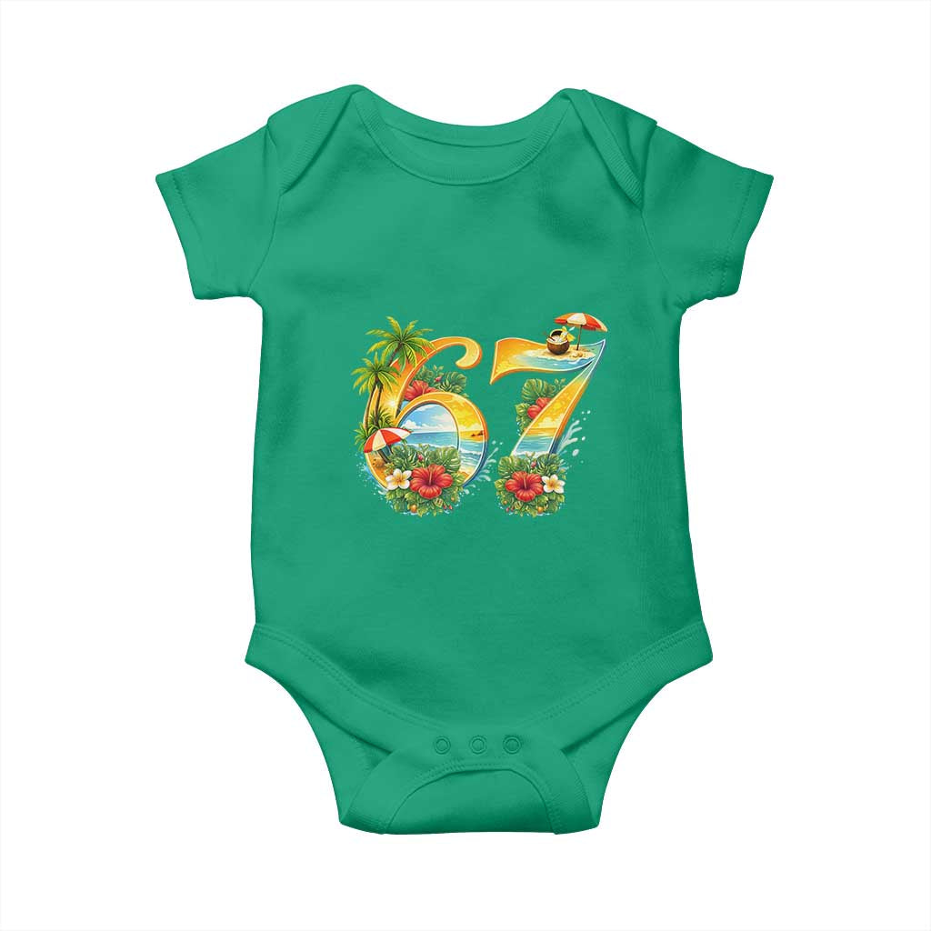 Hawaii Six Seven Baby Onesie Tropical Hibiscus Vacation Graphic TS12 Irish Green Print Your Wear