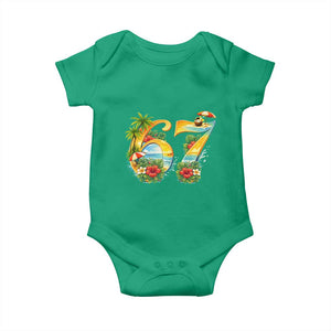 Hawaii Six Seven Baby Onesie Tropical Hibiscus Vacation Graphic TS12 Irish Green Print Your Wear