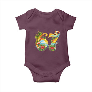 Hawaii Six Seven Baby Onesie Tropical Hibiscus Vacation Graphic TS12 Maroon Print Your Wear