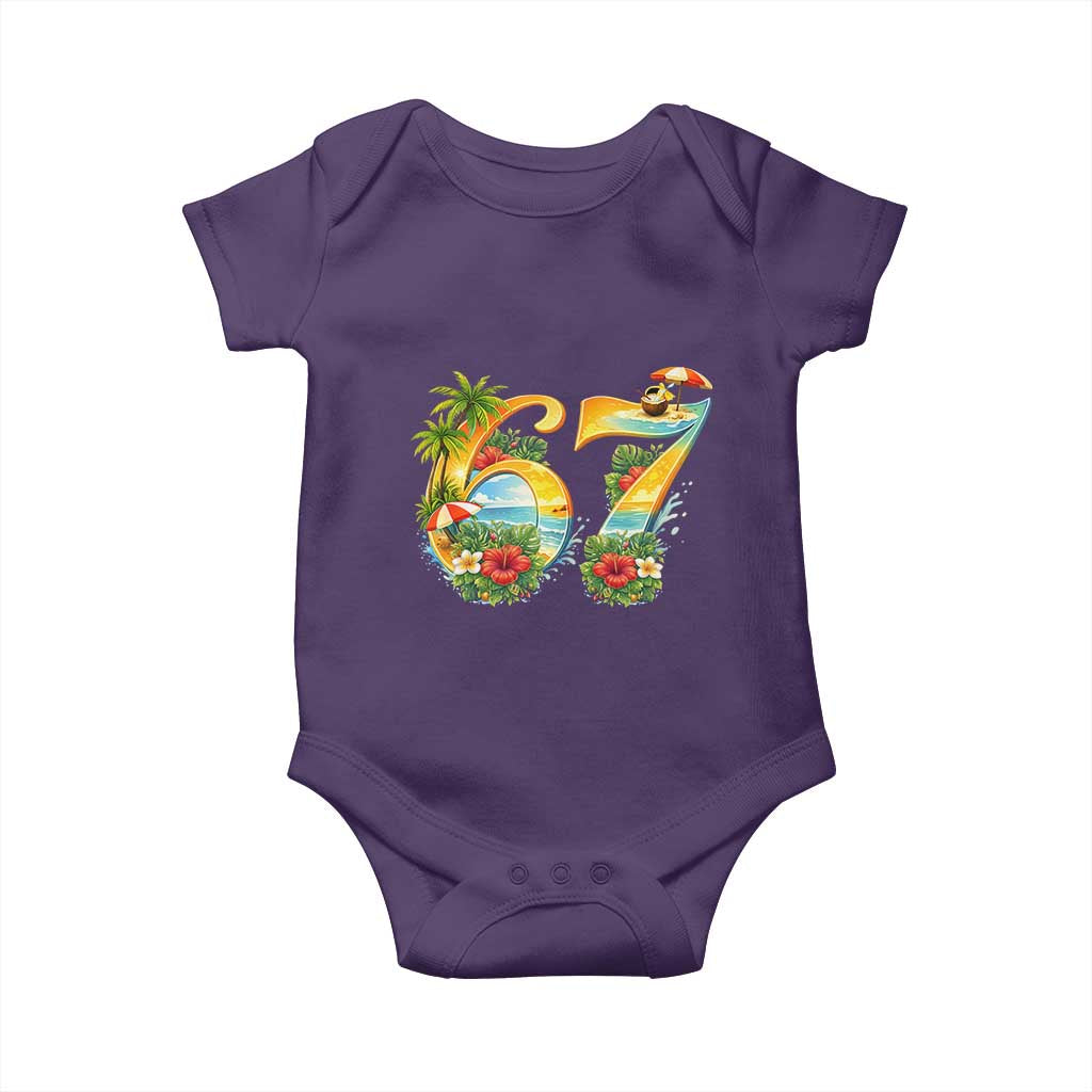 Hawaii Six Seven Baby Onesie Tropical Hibiscus Vacation Graphic TS12 Purple Print Your Wear