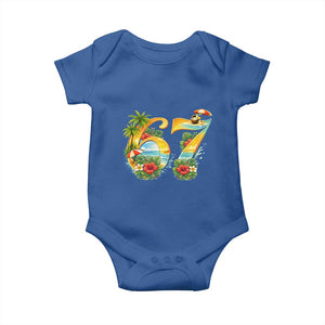Hawaii Six Seven Baby Onesie Tropical Hibiscus Vacation Graphic TS12 Royal Blue Print Your Wear