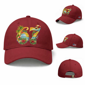 Hawaii Six Seven Baseball Cap Tropical Hibiscus Vacation Graphic TS12 Baseball Cap Universal Fit Cherry Red Print Your Wear