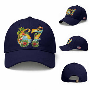 Hawaii Six Seven Baseball Cap Tropical Hibiscus Vacation Graphic TS12 Baseball Cap Universal Fit Dark Blue Print Your Wear