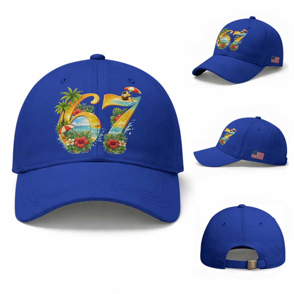 Hawaii Six Seven Baseball Cap Tropical Hibiscus Vacation Graphic TS12 Baseball Cap Universal Fit Royal Blue Print Your Wear