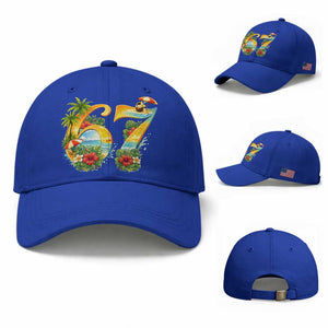 Hawaii Six Seven Baseball Cap Tropical Hibiscus Vacation Graphic TS12 Baseball Cap Universal Fit Royal Blue Print Your Wear