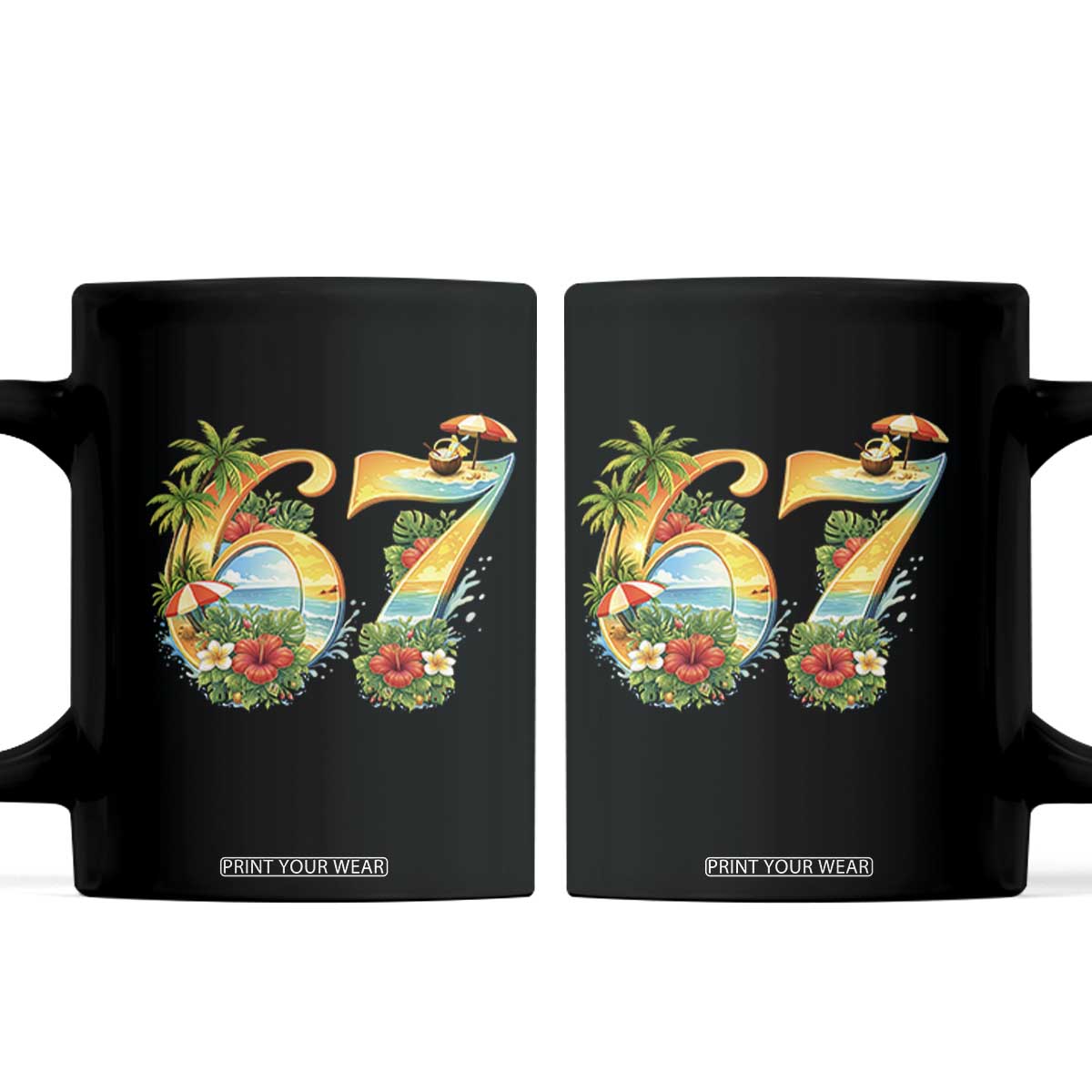 Hawaii Six Seven Coffee Mug Tropical Hibiscus Vacation Graphic