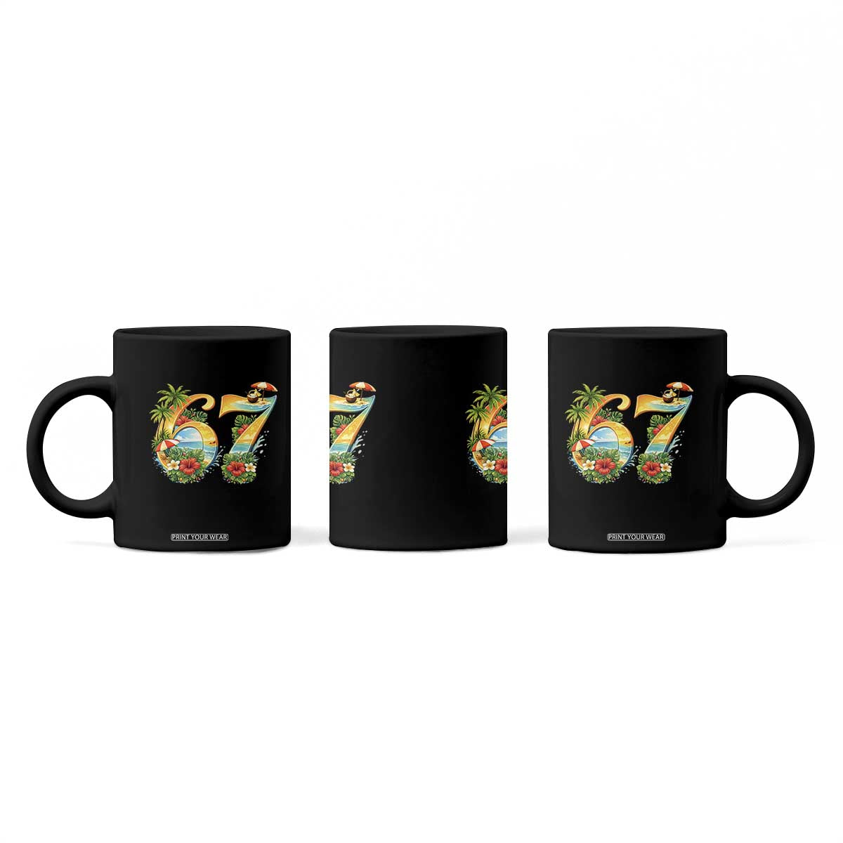 Hawaii Six Seven Coffee Mug Tropical Hibiscus Vacation Graphic