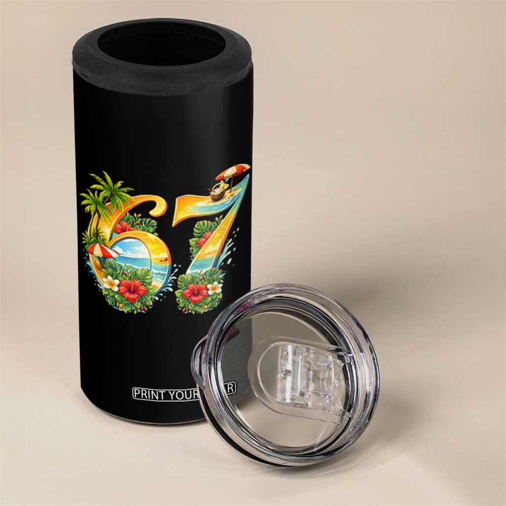 Hawaii Six Seven 4 in 1 Can Cooler Tumbler Tropical Hibiscus Vacation Graphic TS12 Print Your Wear