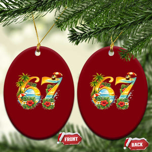 Hawaii Six Seven Ceramic Ornament Tropical Hibiscus Vacation Graphic