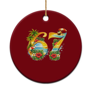 Hawaii Six Seven Ceramic Ornament Tropical Hibiscus Vacation Graphic