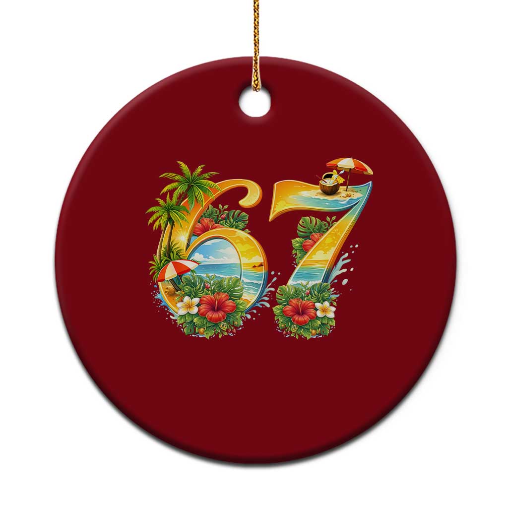 Hawaii Six Seven Ceramic Ornament Tropical Hibiscus Vacation Graphic TS12 1pc Red Print Your Wear