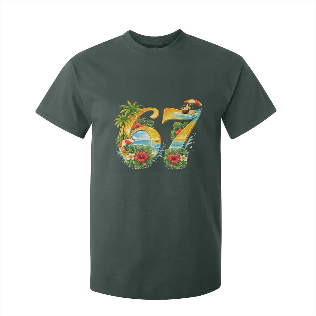 Hawaii Six Seven T Shirt For Kid Tropical Hibiscus Vacation Graphic TS12 Dark Forest Green Print Your Wear
