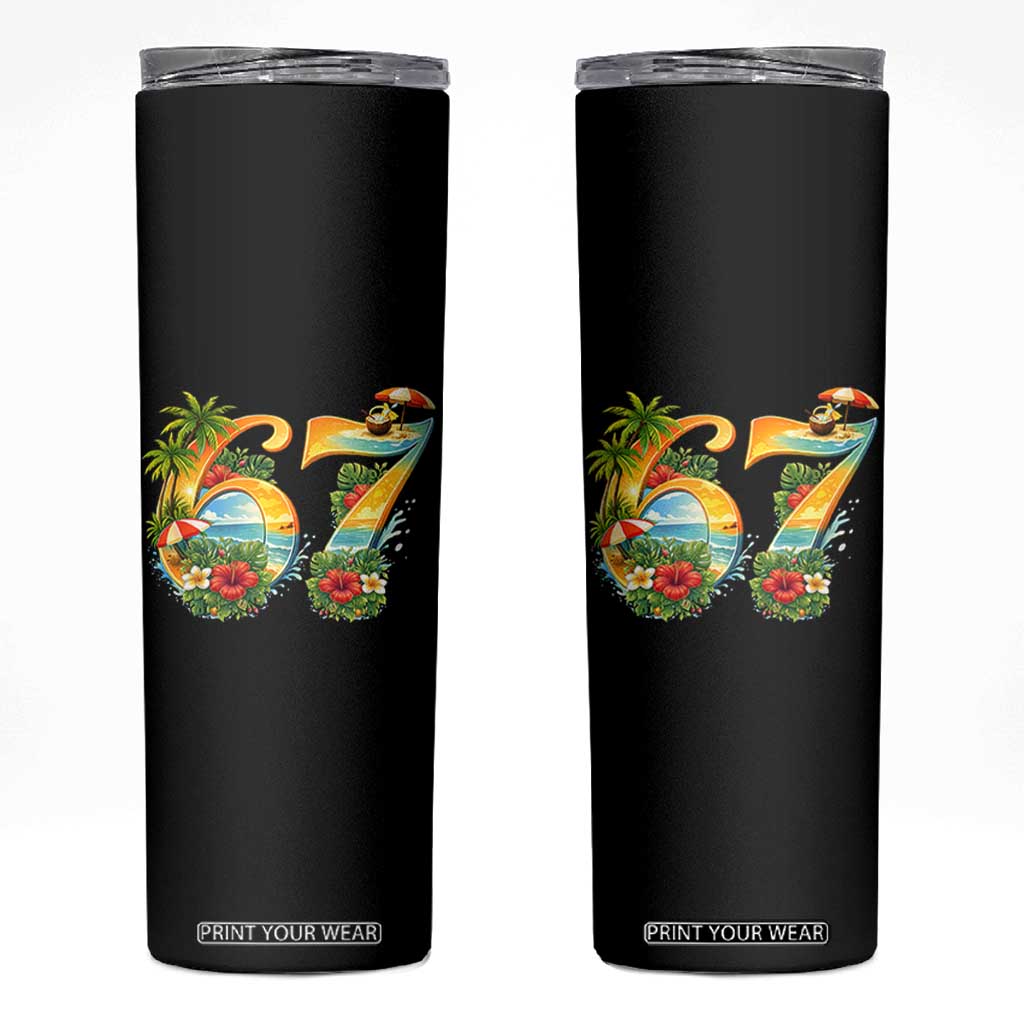 Hawaii Six Seven Skinny Tumbler Tropical Hibiscus Vacation Graphic TS12 Black Print Your Wear