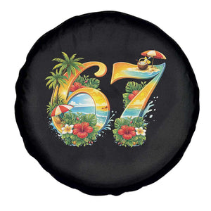 Hawaii Six Seven Spare Tire Cover Tropical Hibiscus Vacation Graphic TS12 Print Your Wear