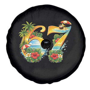Hawaii Six Seven Spare Tire Cover Tropical Hibiscus Vacation Graphic TS12 Print Your Wear