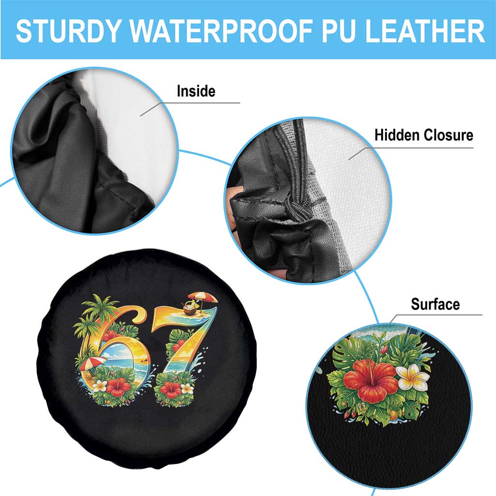 Hawaii Six Seven Spare Tire Cover Tropical Hibiscus Vacation Graphic TS12 Print Your Wear