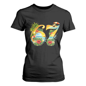 Hawaii Six Seven T Shirt For Women Tropical Hibiscus Vacation Graphic TS12 Black Print Your Wear