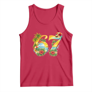 Hawaii Six Seven Tank Top Tropical Hibiscus Vacation Graphic