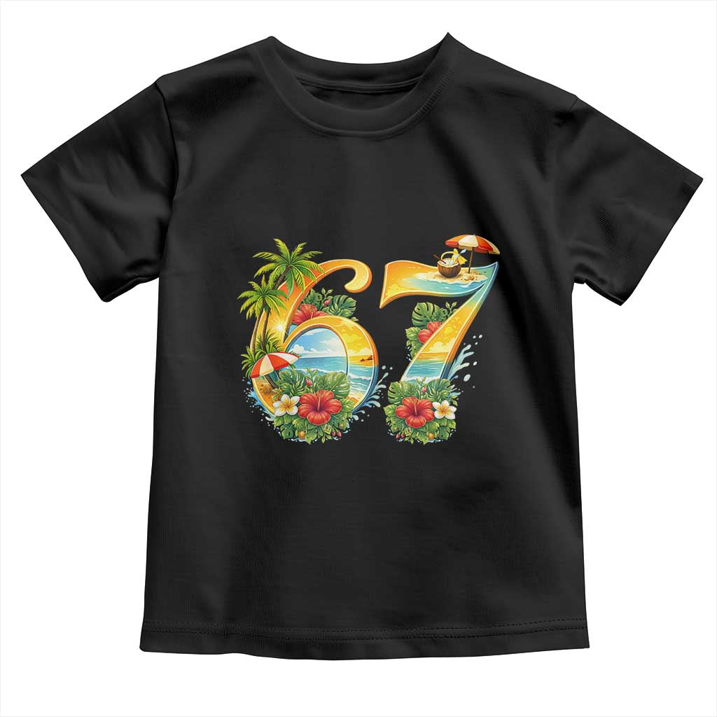 Hawaii Six Seven Toddler T Shirt Tropical Hibiscus Vacation Graphic TS12 Black Print Your Wear