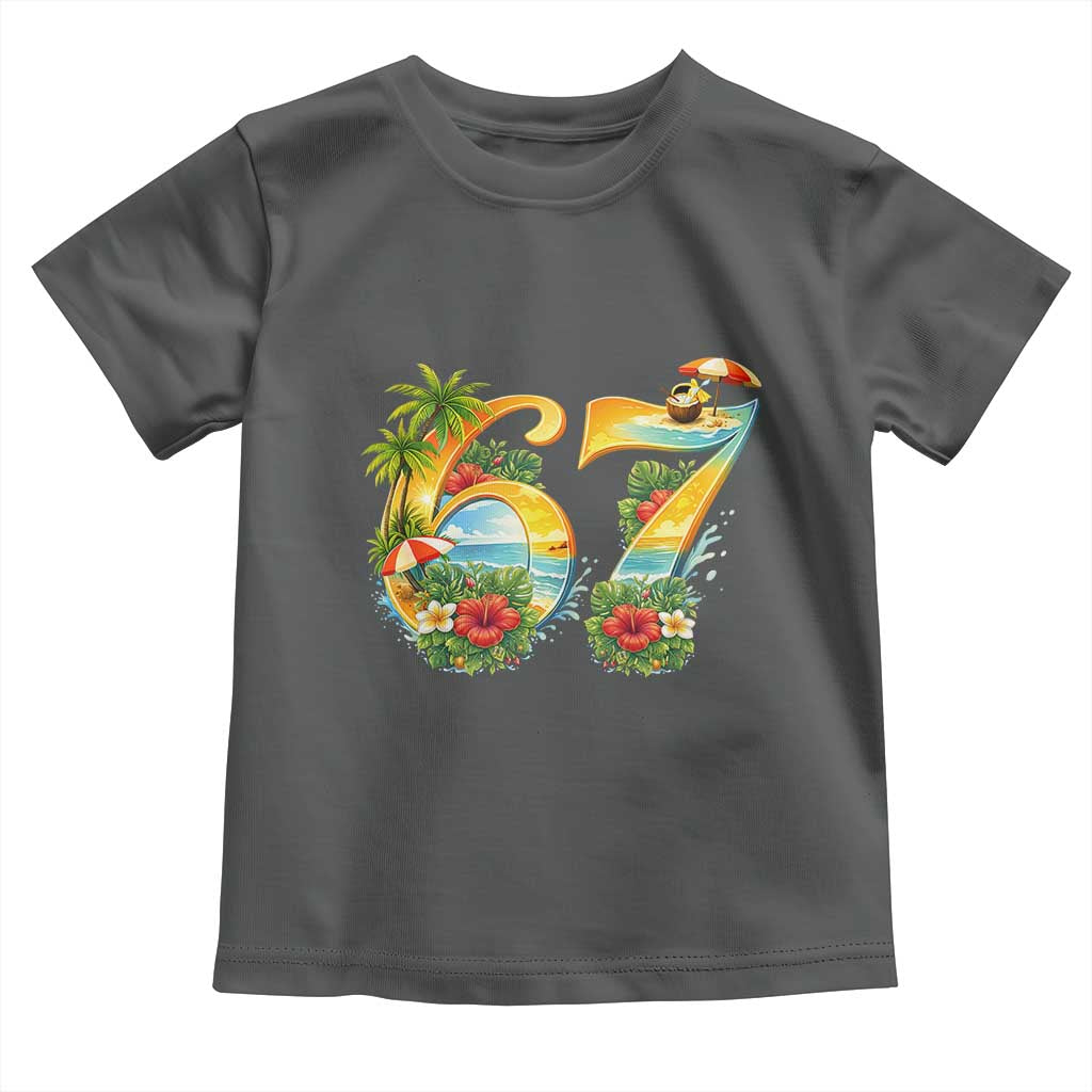 Hawaii Six Seven Toddler T Shirt Tropical Hibiscus Vacation Graphic TS12 Dark Heather Print Your Wear