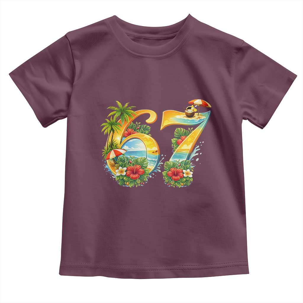 Hawaii Six Seven Toddler T Shirt Tropical Hibiscus Vacation Graphic TS12 Maroon Print Your Wear
