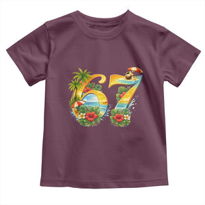 Hawaii Six Seven Toddler T Shirt Tropical Hibiscus Vacation Graphic TS12 Maroon Print Your Wear
