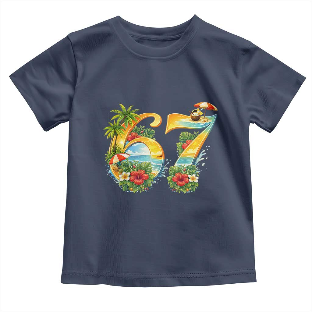 Hawaii Six Seven Toddler T Shirt Tropical Hibiscus Vacation Graphic TS12 Navy Print Your Wear