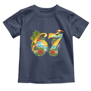 Hawaii Six Seven Toddler T Shirt Tropical Hibiscus Vacation Graphic TS12 Navy Print Your Wear